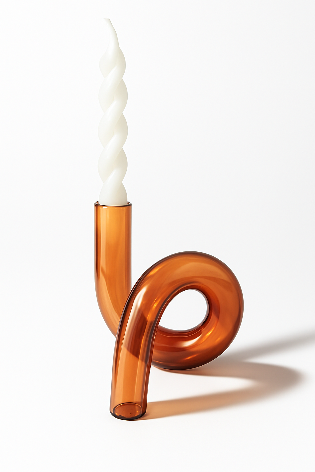 Bougeoir en verre torsadé