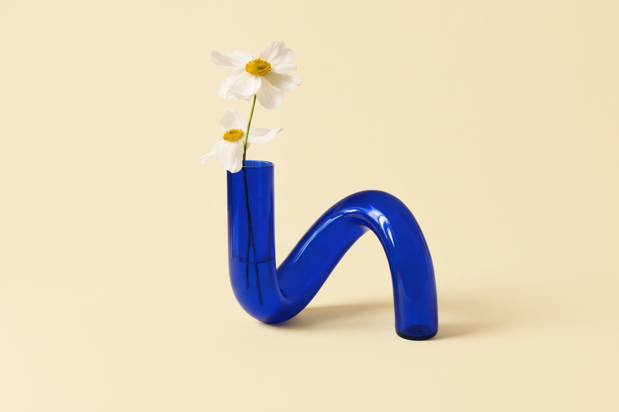 Bougeoir en verre torsadé